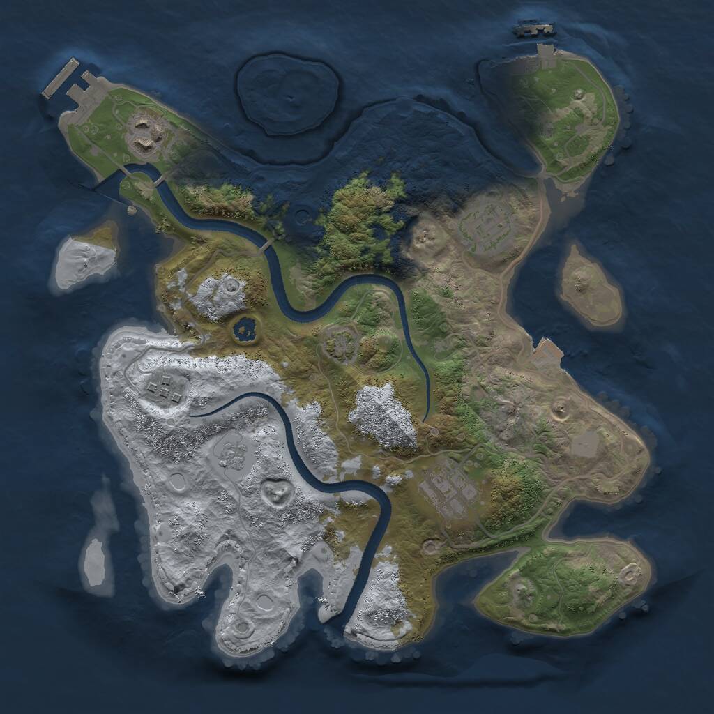 Rust Map: Procedural Map, Size: 3000, Seed: 2421081, 10 Monuments