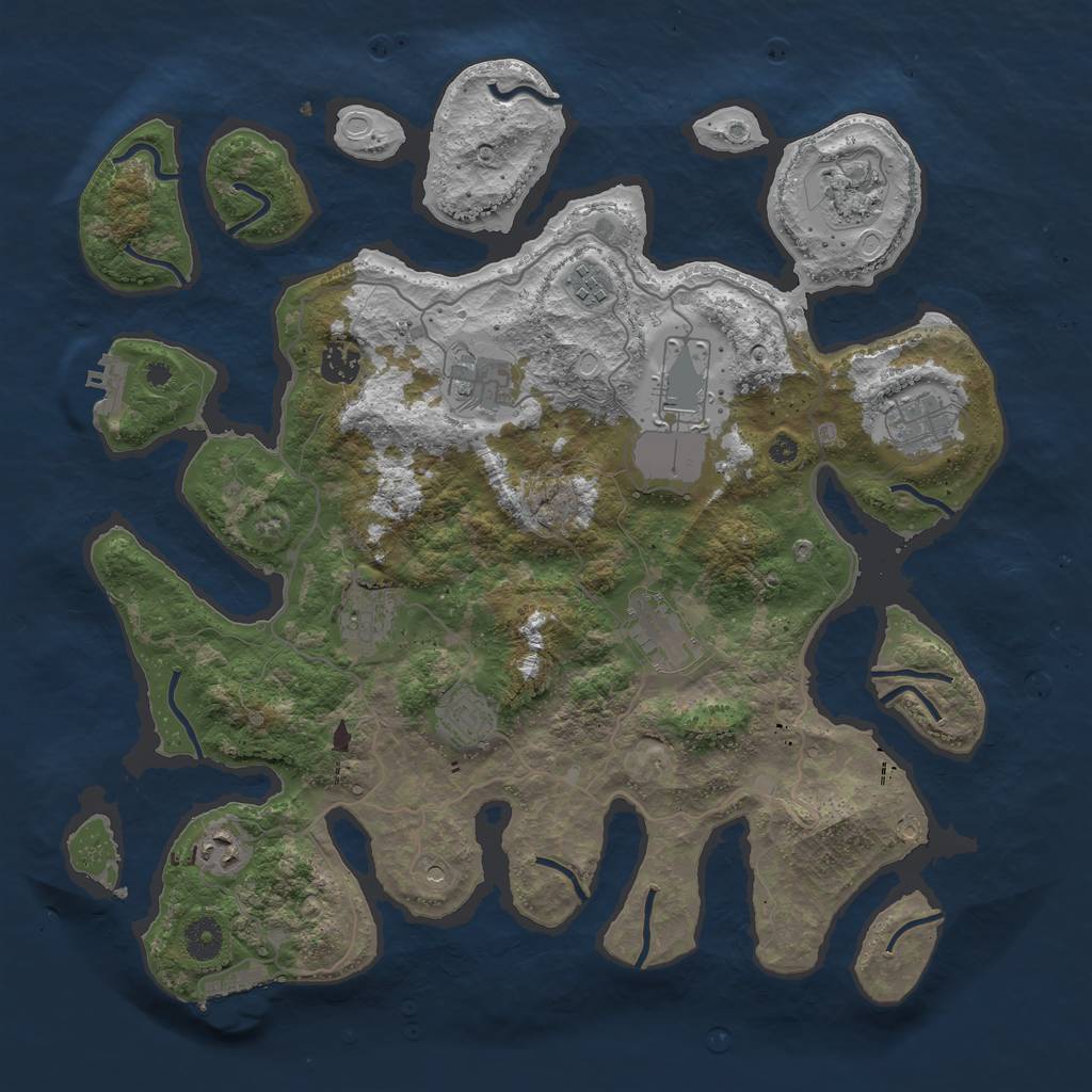 Rust Map: Procedural Map, Size: 4000, Seed: 74742, 18 Monuments