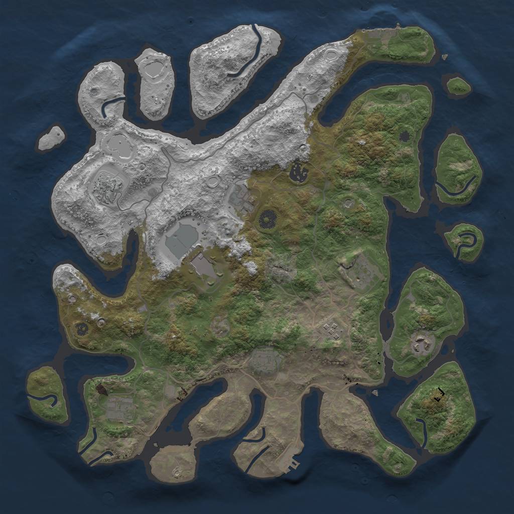 Rust Map: Procedural Map, Size: 4096, Seed: 102806, 17 Monuments