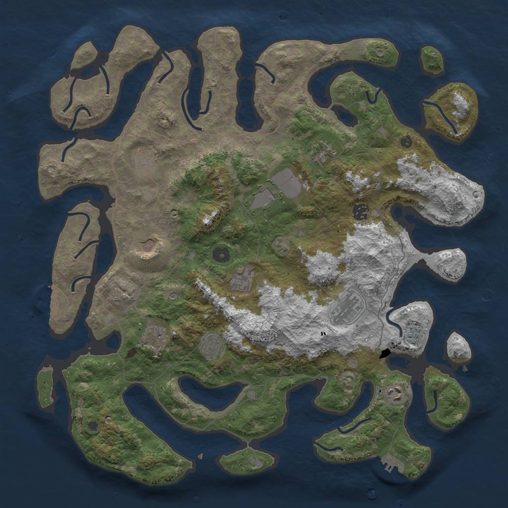 Rust Map: Procedural Map, Size: 4500, Seed: 112806, 16 Monuments