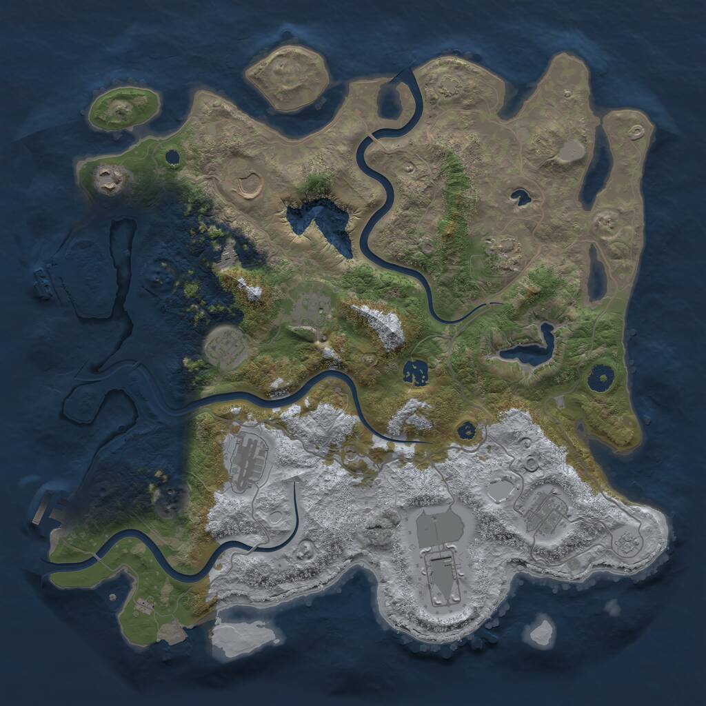Rust Map: Procedural Map, Size: 4000, Seed: 313302, 16 Monuments