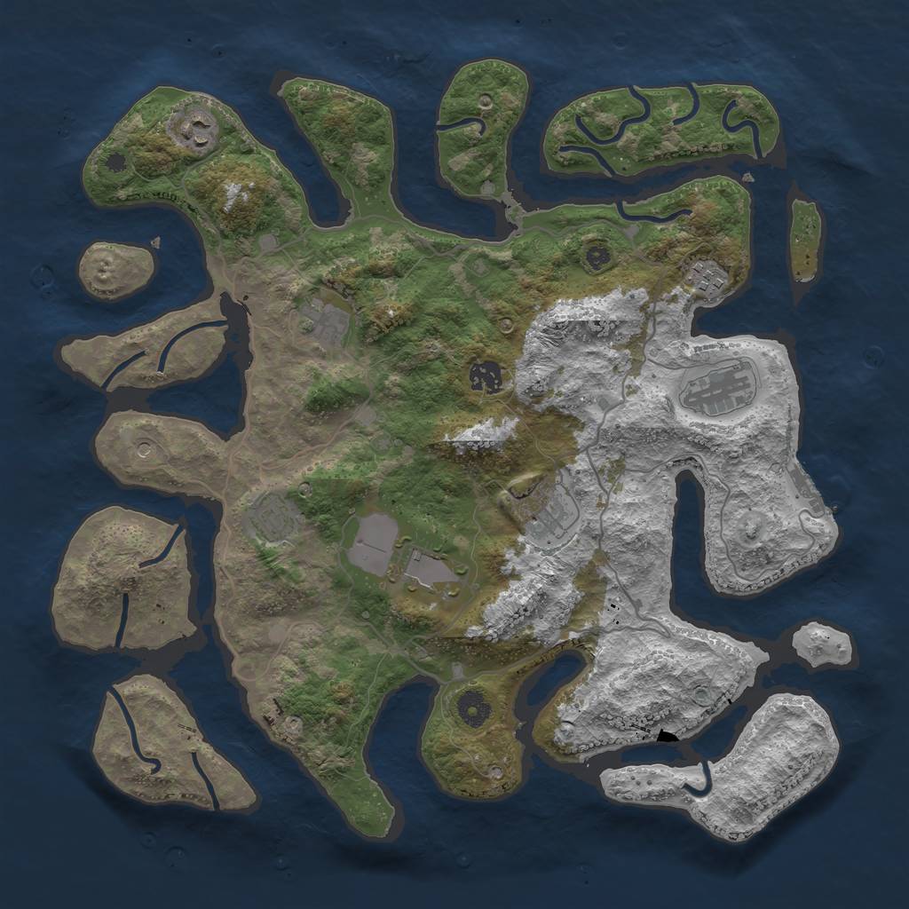 Rust Map: Procedural Map, Size: 4000, Seed: 257927, 12 Monuments