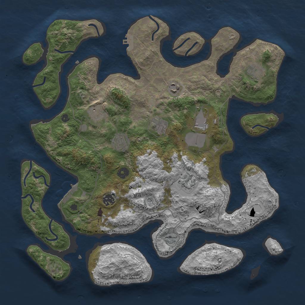 Rust Map: Procedural Map, Size: 4000, Seed: 343751, 19 Monuments