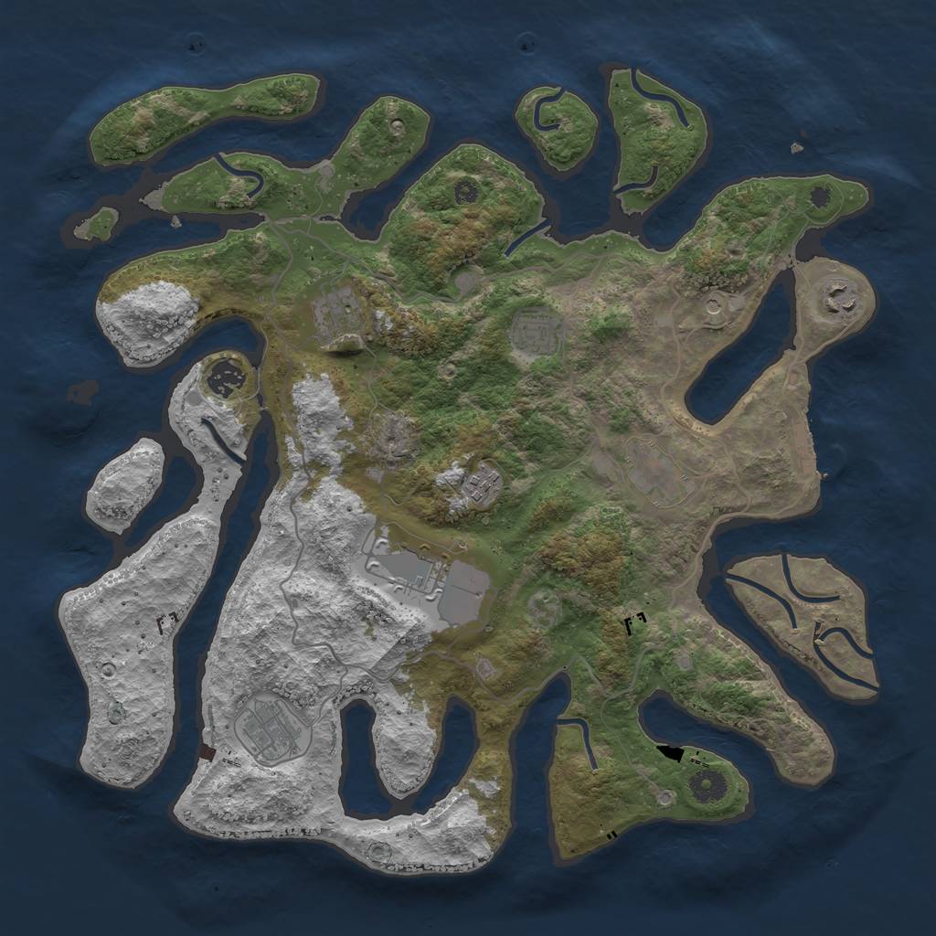 Rust Map: Procedural Map, Size: 4000, Seed: 954723, 12 Monuments