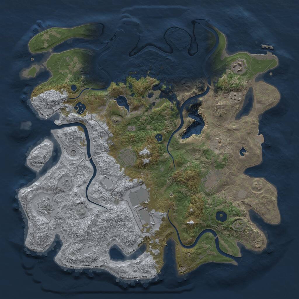 Rust Map: Procedural Map, Size: 4000, Seed: 954723, 14 Monuments