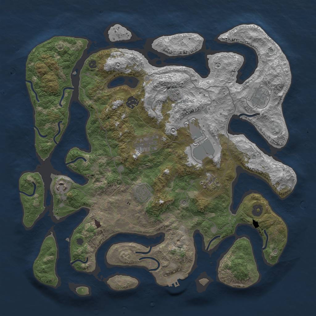 Rust Map: Procedural Map, Size: 4000, Seed: 119983, 12 Monuments