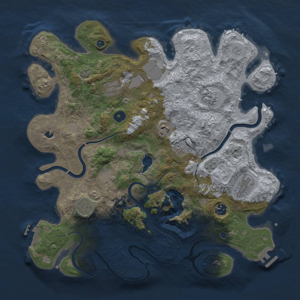 Rust Map: Procedural Map, Size: 4000, Seed: 261611, 16 Monuments