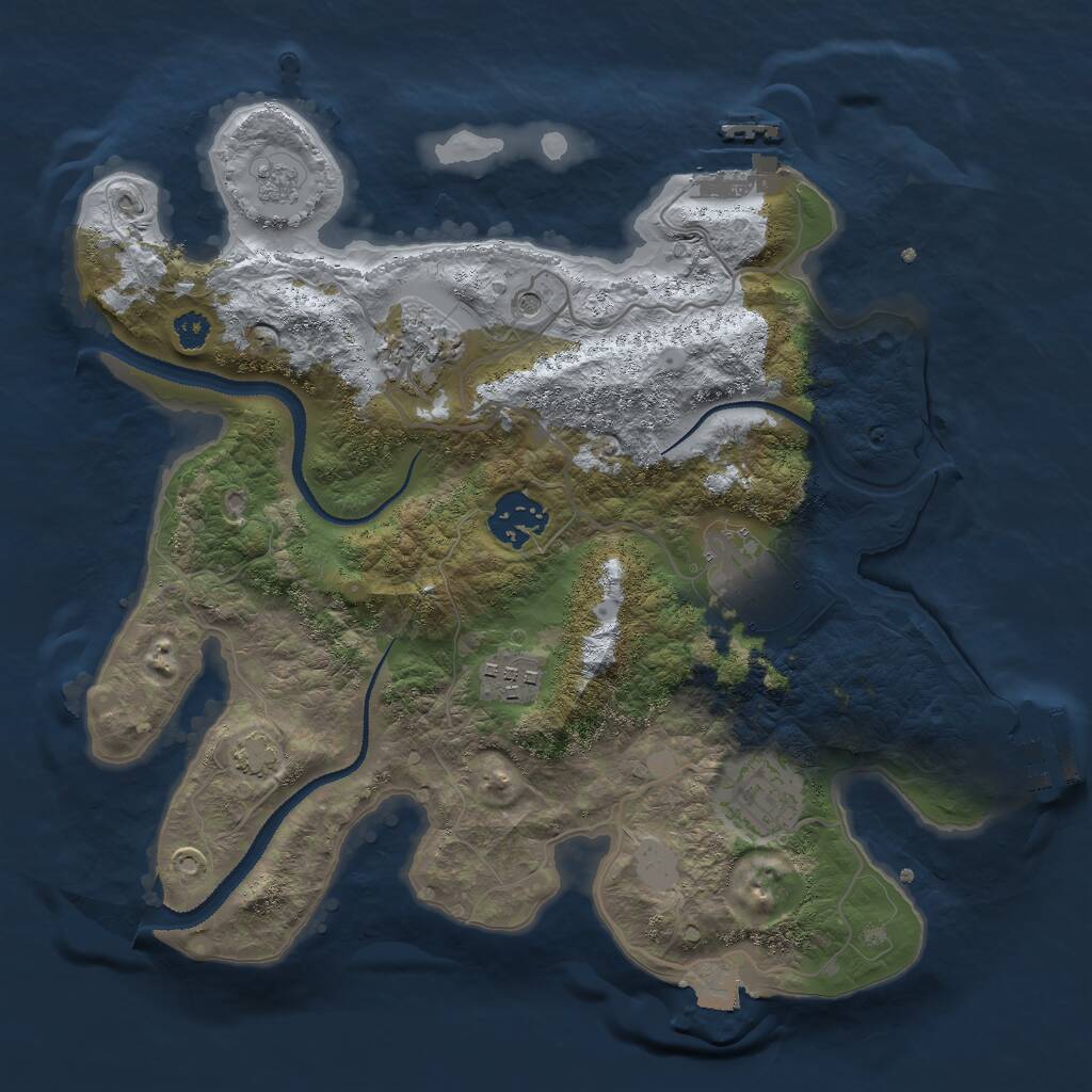 Rust Map: Procedural Map, Size: 3000, Seed: 1303423247, 11 Monuments