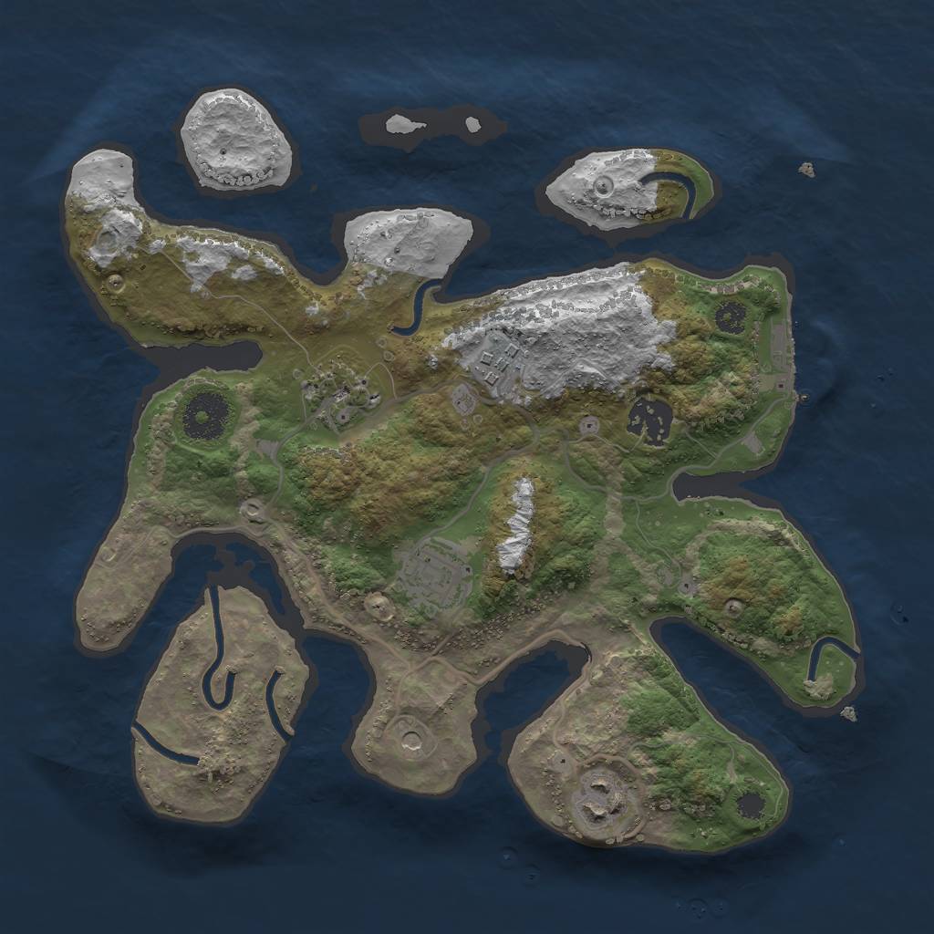 Rust Map: Procedural Map, Size: 3000, Seed: 1303423247, 9 Monuments