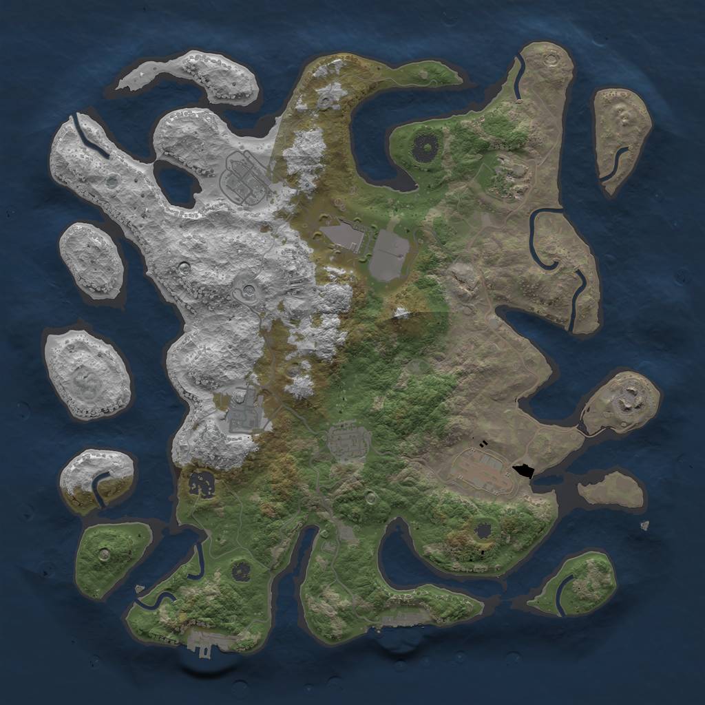 Rust Map: Procedural Map, Size: 3800, Seed: 224182, 13 Monuments