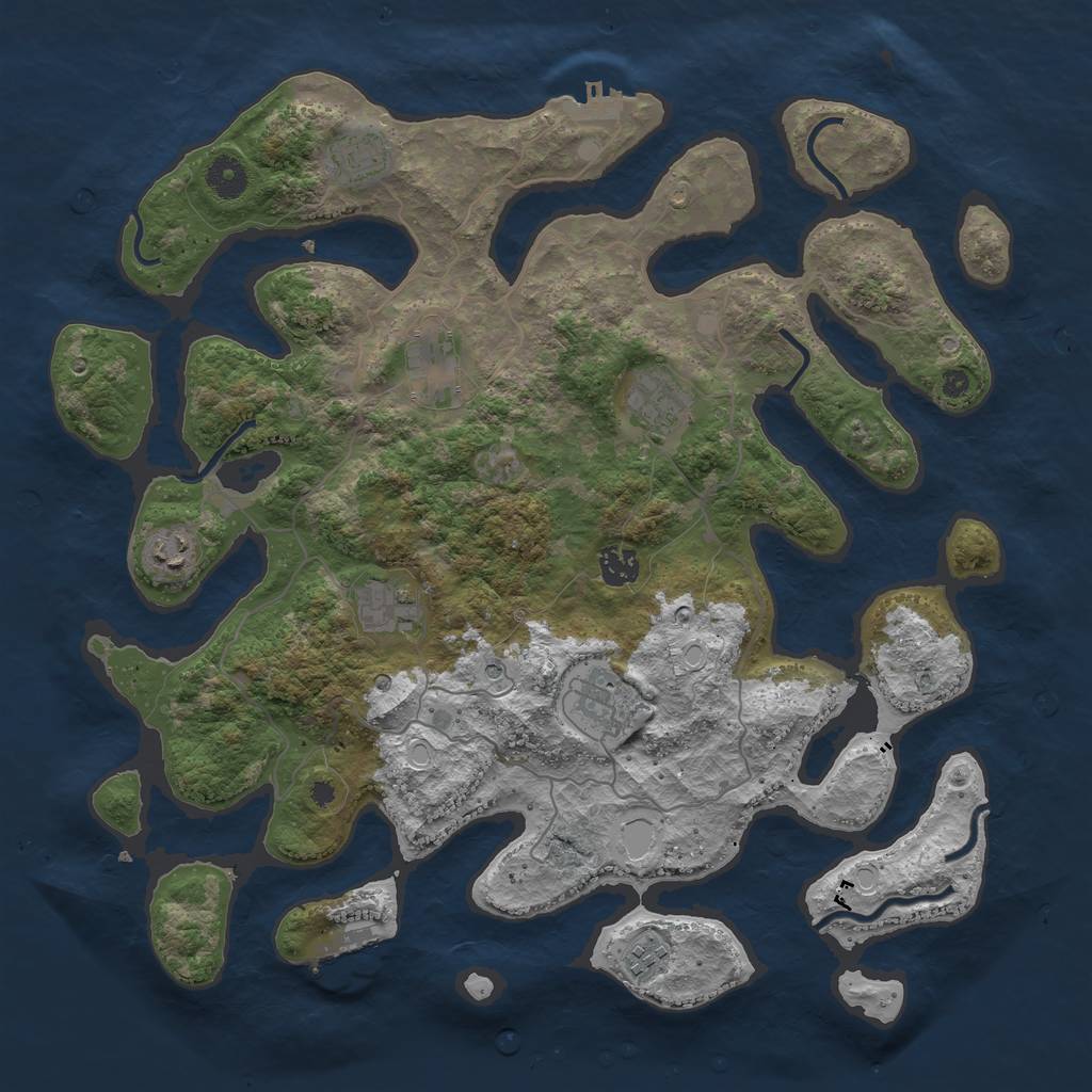 Rust Map: Procedural Map, Size: 4000, Seed: 388965, 19 Monuments