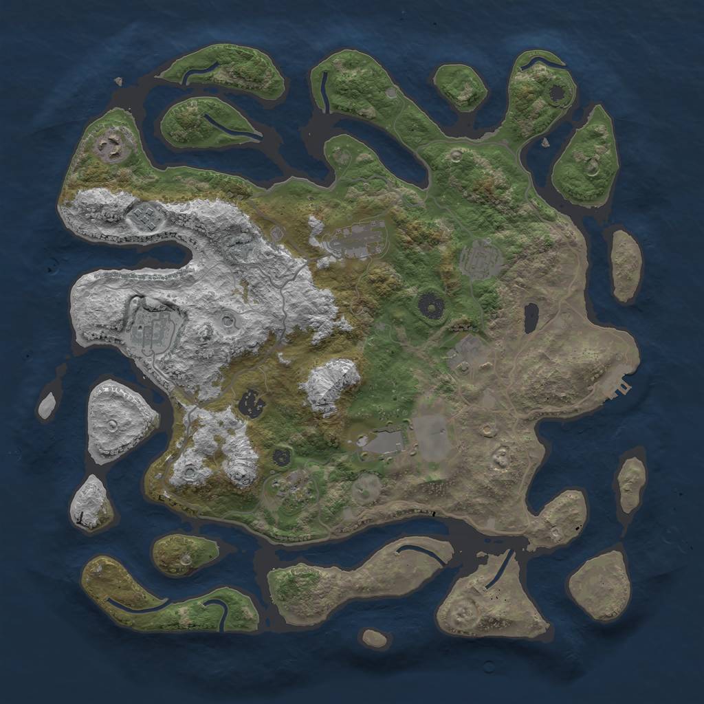 Rust Map: Procedural Map, Size: 4000, Seed: 668596, 13 Monuments