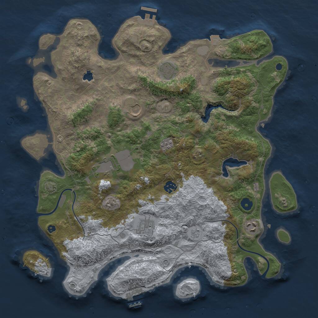 Rust Map: Procedural Map, Size: 4000, Seed: 282746, 13 Monuments