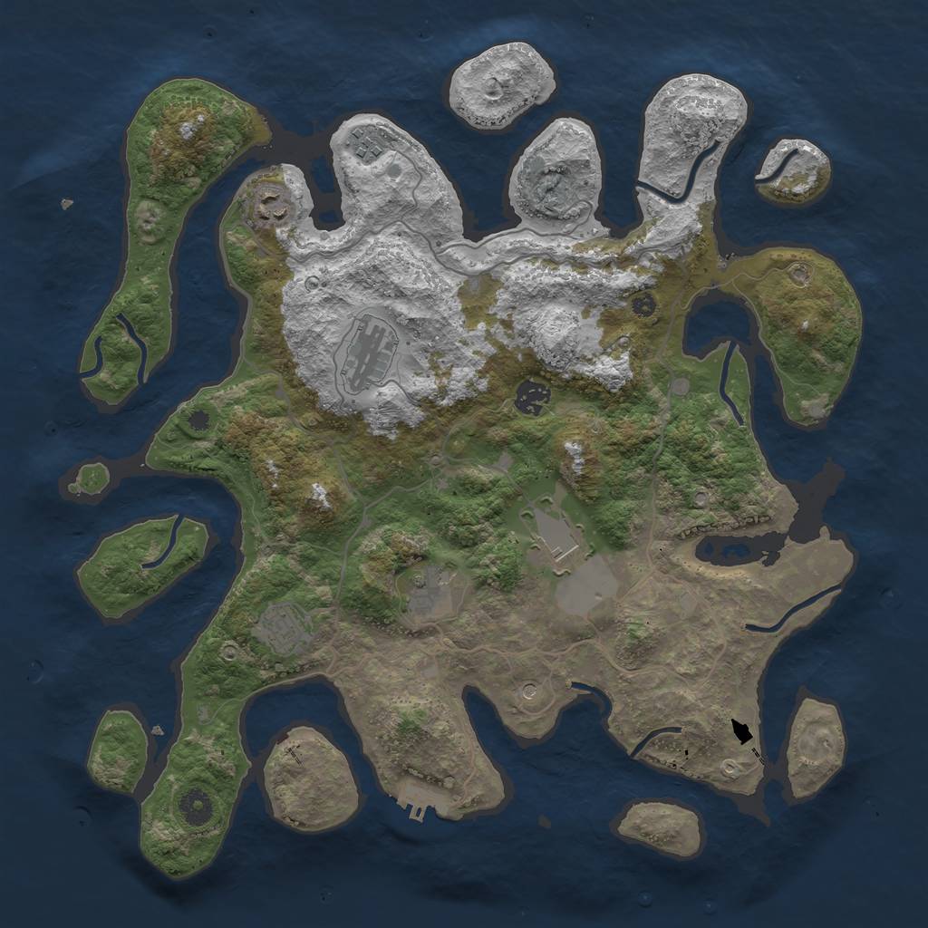 Rust Map: Procedural Map, Size: 4000, Seed: 163502, 11 Monuments