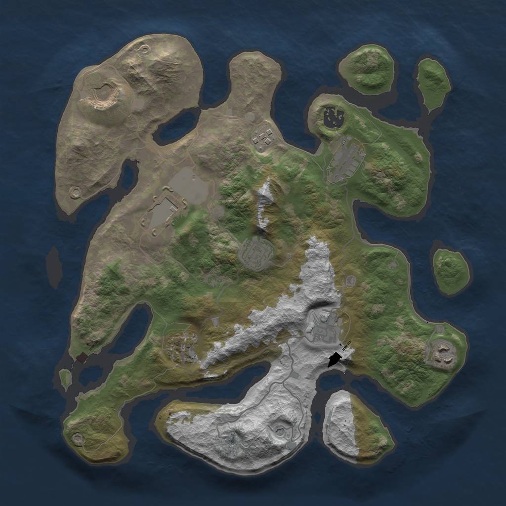 Rust Map: Barren, Size: 3500, Seed: 209546753, 12 Monuments