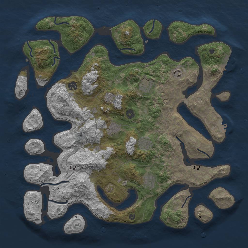 Rust Map: Procedural Map, Size: 4096, Seed: 144591971, 12 Monuments