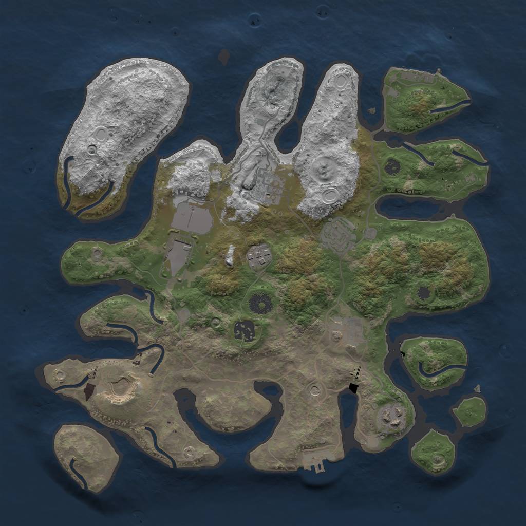 Rust Map: Procedural Map, Size: 3500, Seed: 101402826, 19 Monuments