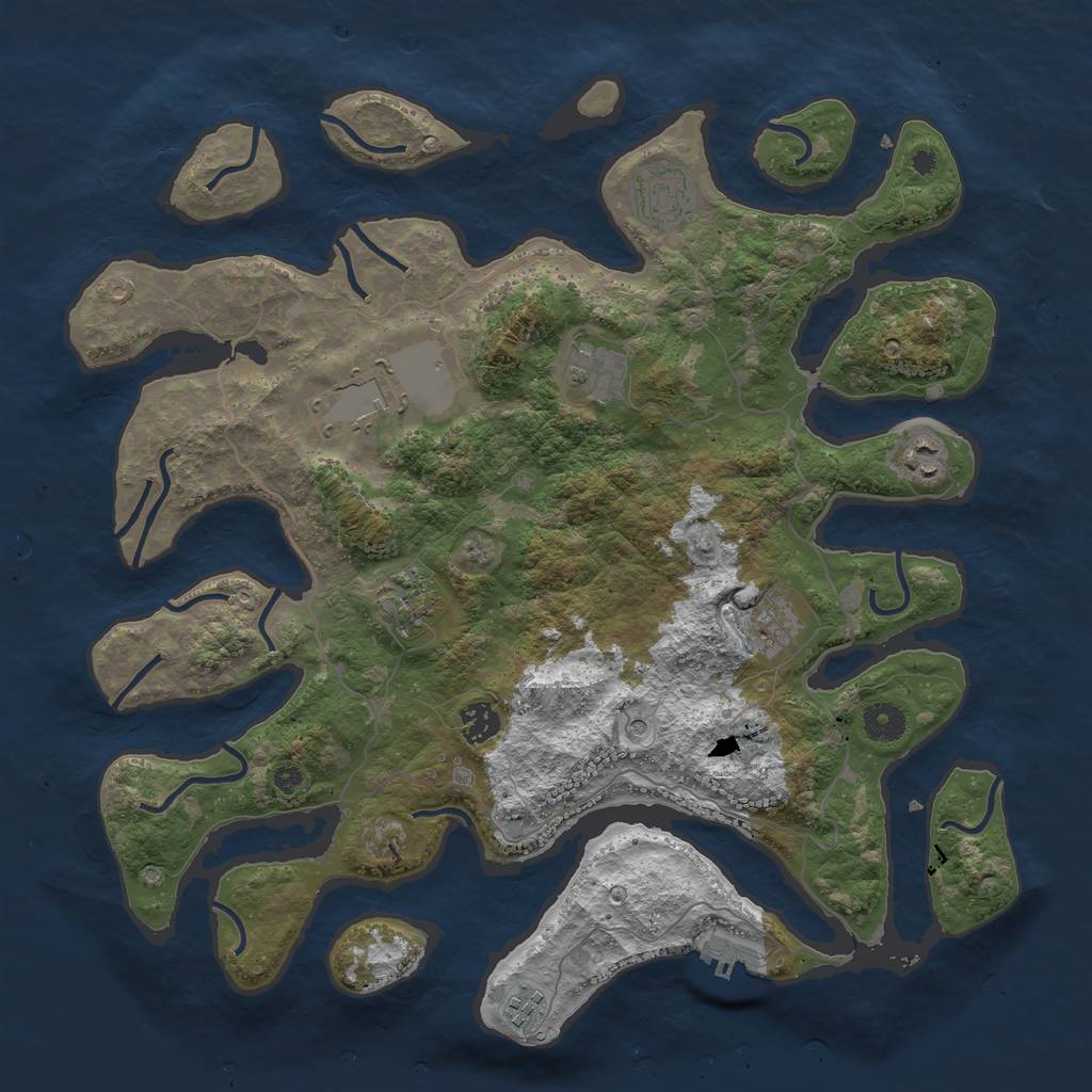 Rust Map: Procedural Map, Size: 4000, Seed: 524279, 12 Monuments