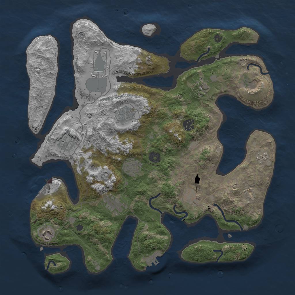 Rust Map: Procedural Map, Size: 3750, Seed: 1407445001, 16 Monuments
