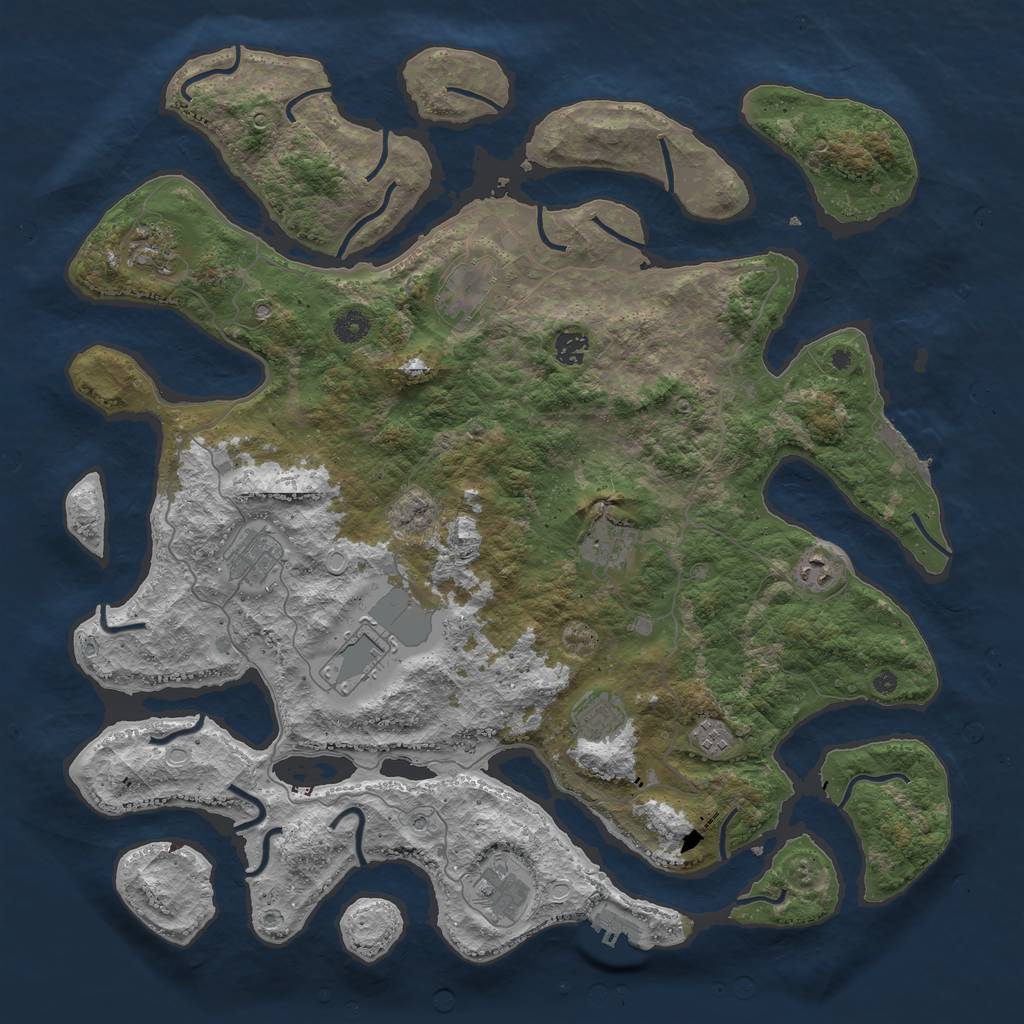 Rust Map: Procedural Map, Size: 4500, Seed: 31335423, 21 Monuments