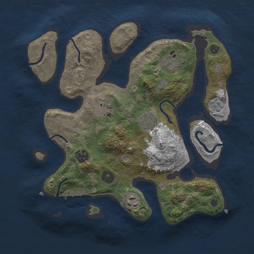 Rust Map: Procedural Map, Size: 3000, Seed: 1896177047, 10 Monuments