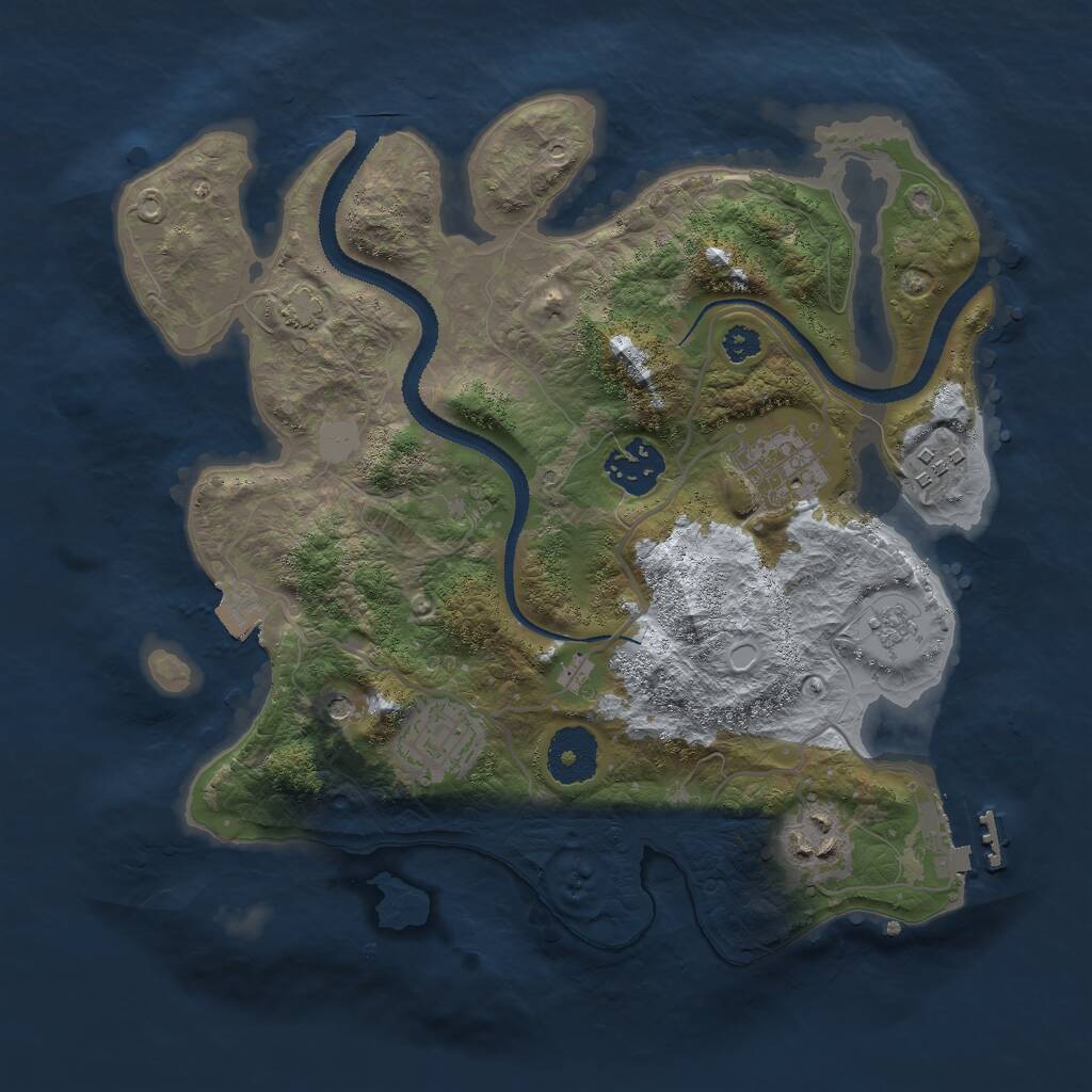 Rust Map: Procedural Map, Size: 3000, Seed: 1896177047, 10 Monuments