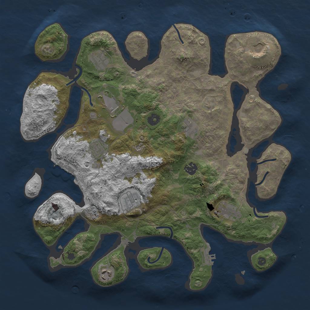 Rust Map: Procedural Map, Size: 3800, Seed: 23803, 15 Monuments