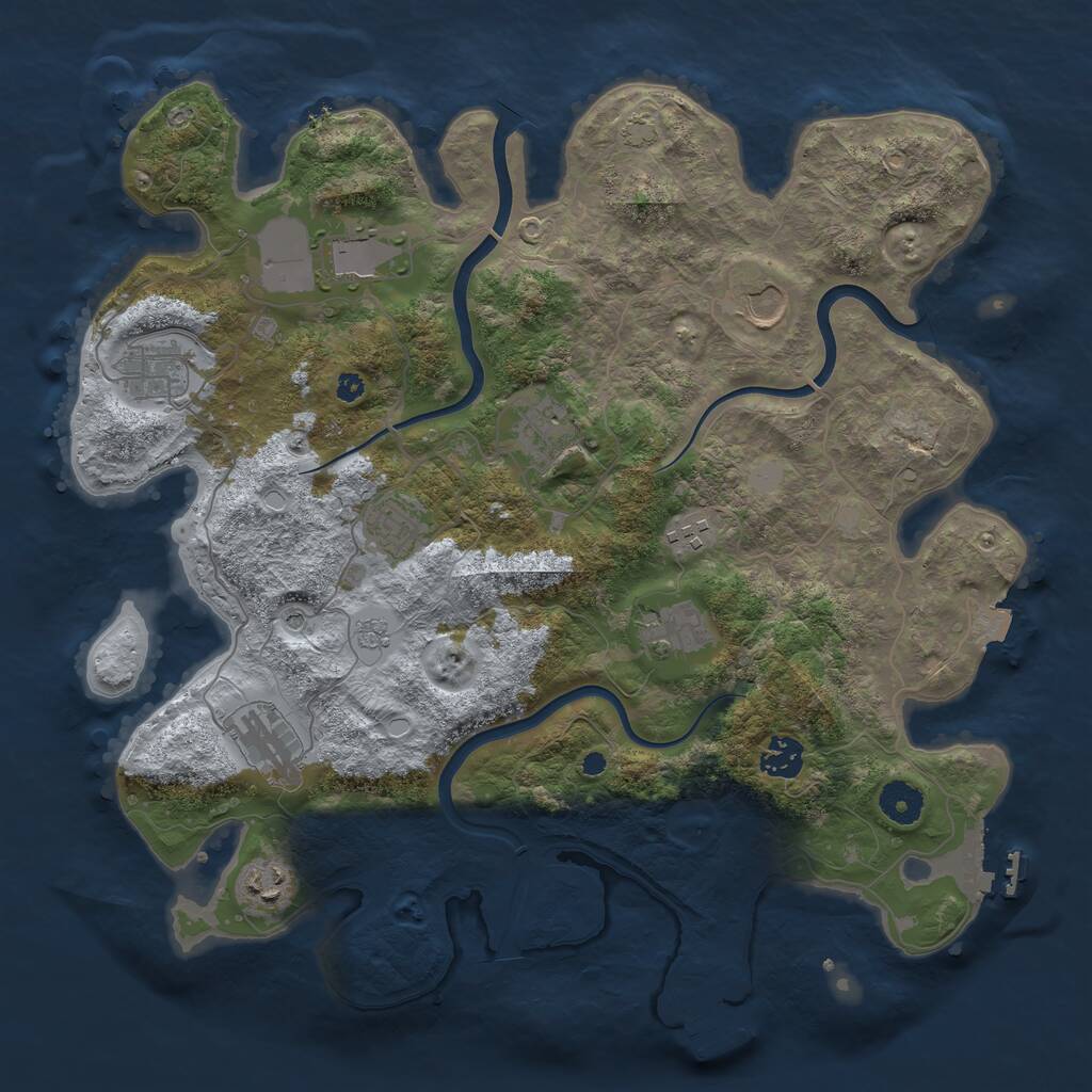 Rust Map: Procedural Map, Size: 3800, Seed: 23803, 16 Monuments
