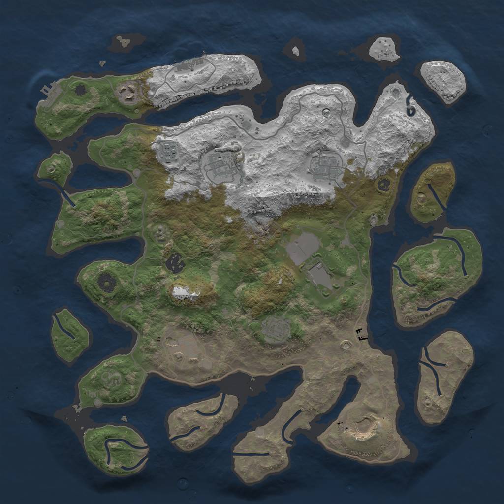 Rust Map: Procedural Map, Size: 4000, Seed: 196974, 13 Monuments