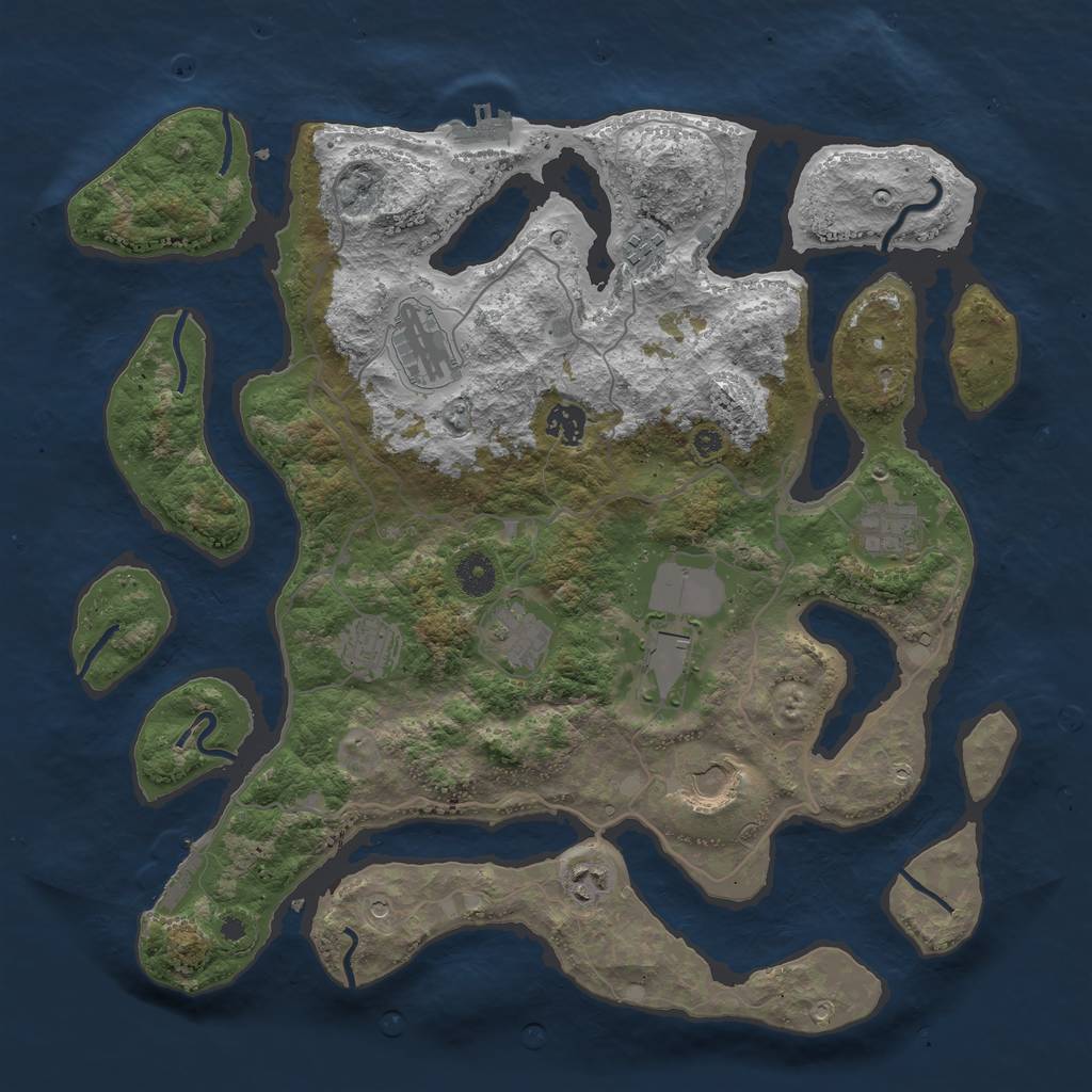 Rust Map: Procedural Map, Size: 4000, Seed: 697591, 14 Monuments