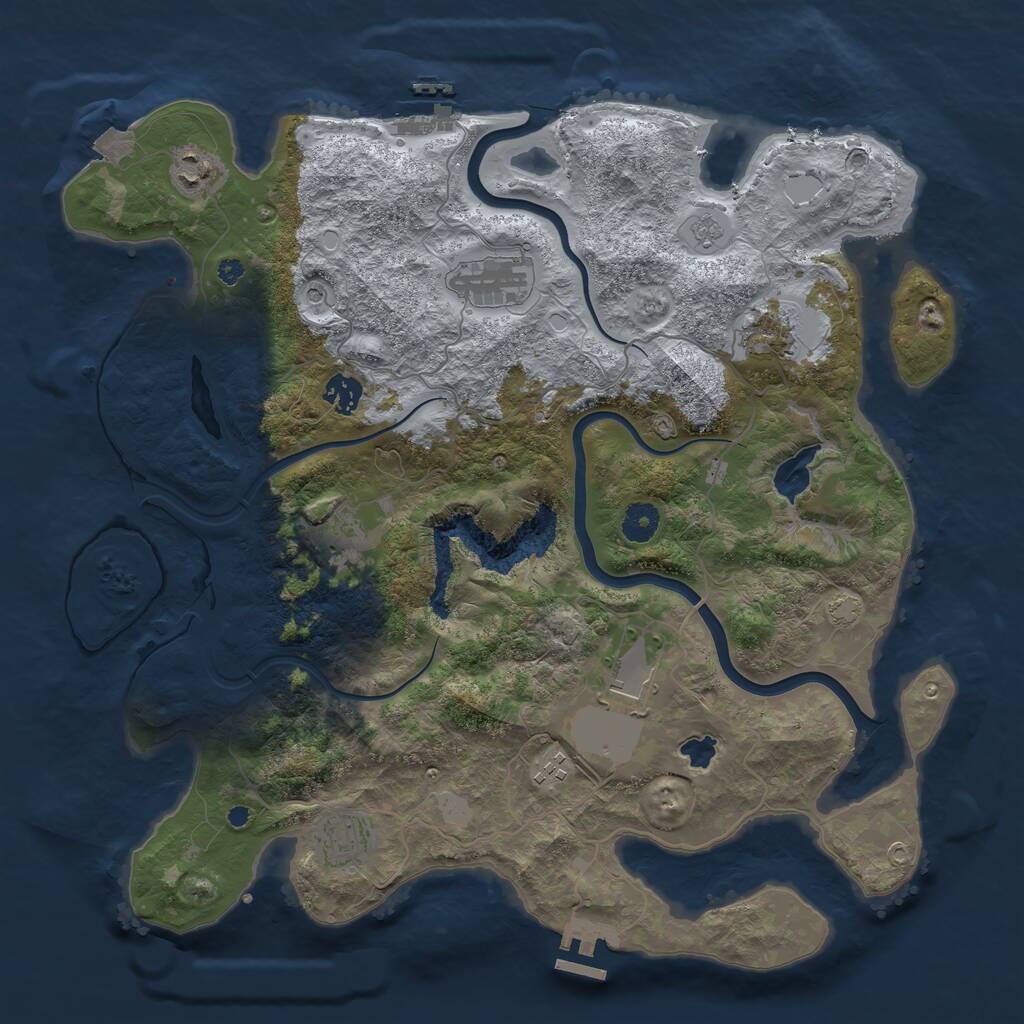 Rust Map: Procedural Map, Size: 4000, Seed: 697591, 14 Monuments
