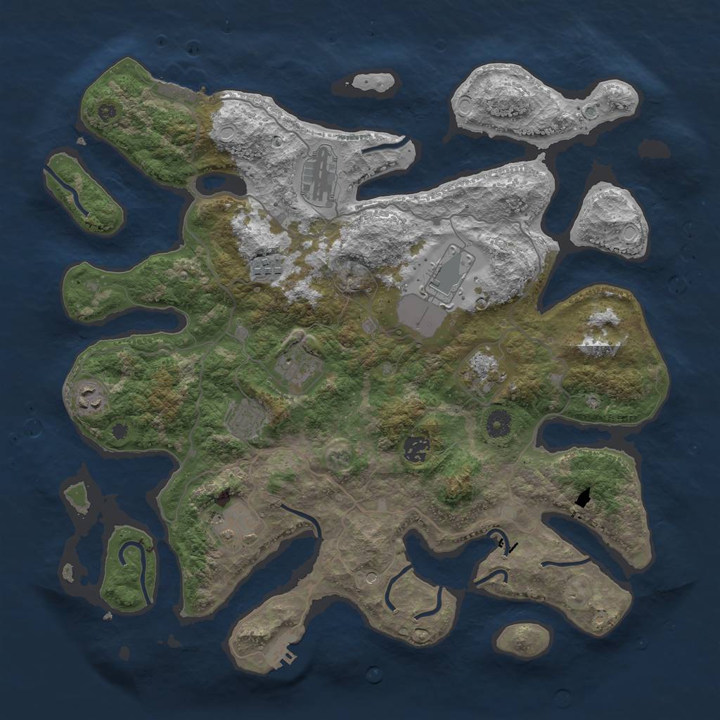 Rust Map: Procedural Map, Size: 4000, Seed: 951473, 17 Monuments