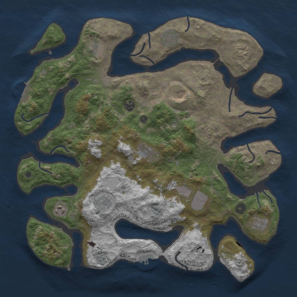 Rust Map: Procedural Map, Size: 4200, Seed: 1230898485, 19 Monuments