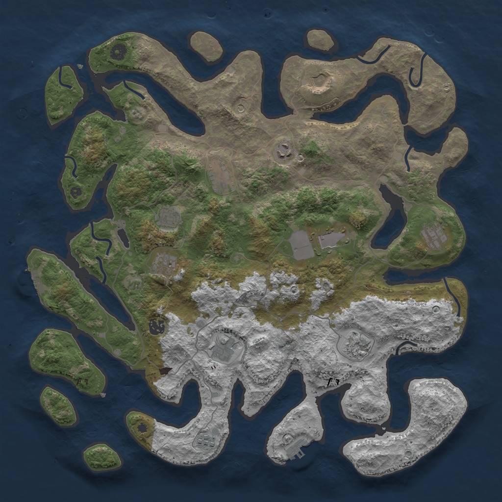 Rust Map: Procedural Map, Size: 4500, Seed: 2042198533, 16 Monuments