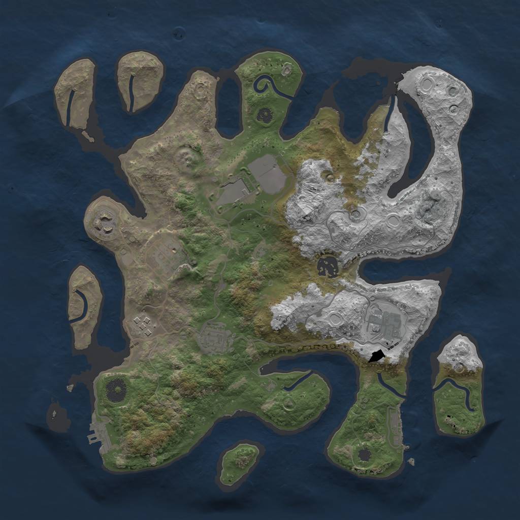 Rust Map: Procedural Map, Size: 3500, Seed: 9494894, 18 Monuments