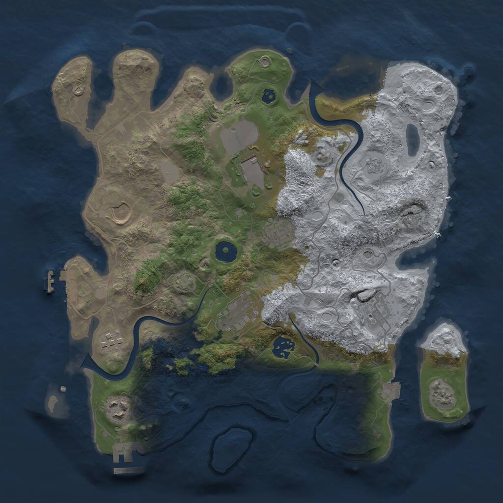 Rust Map: Procedural Map, Size: 3500, Seed: 9494894, 14 Monuments