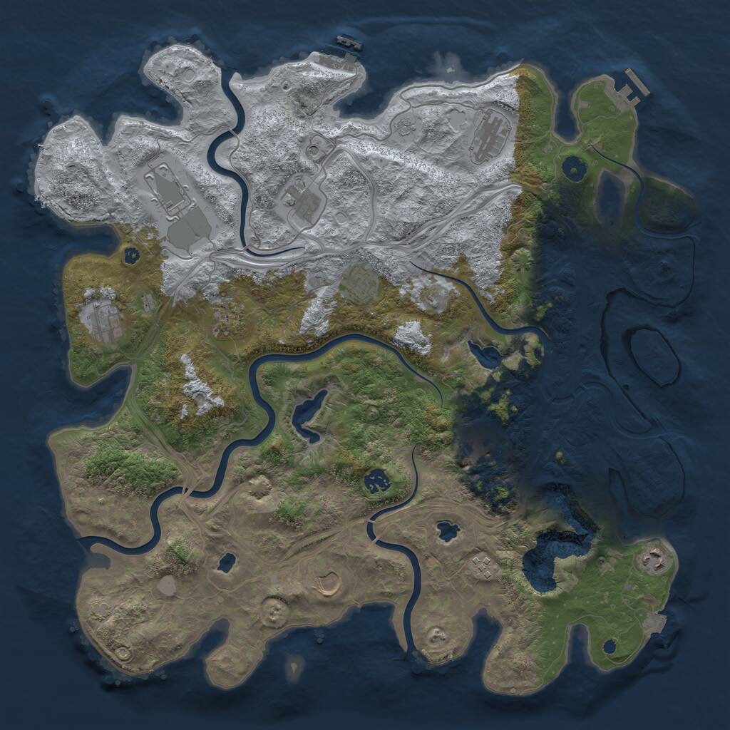 Rust Map: Procedural Map, Size: 4500, Seed: 260863580, 17 Monuments