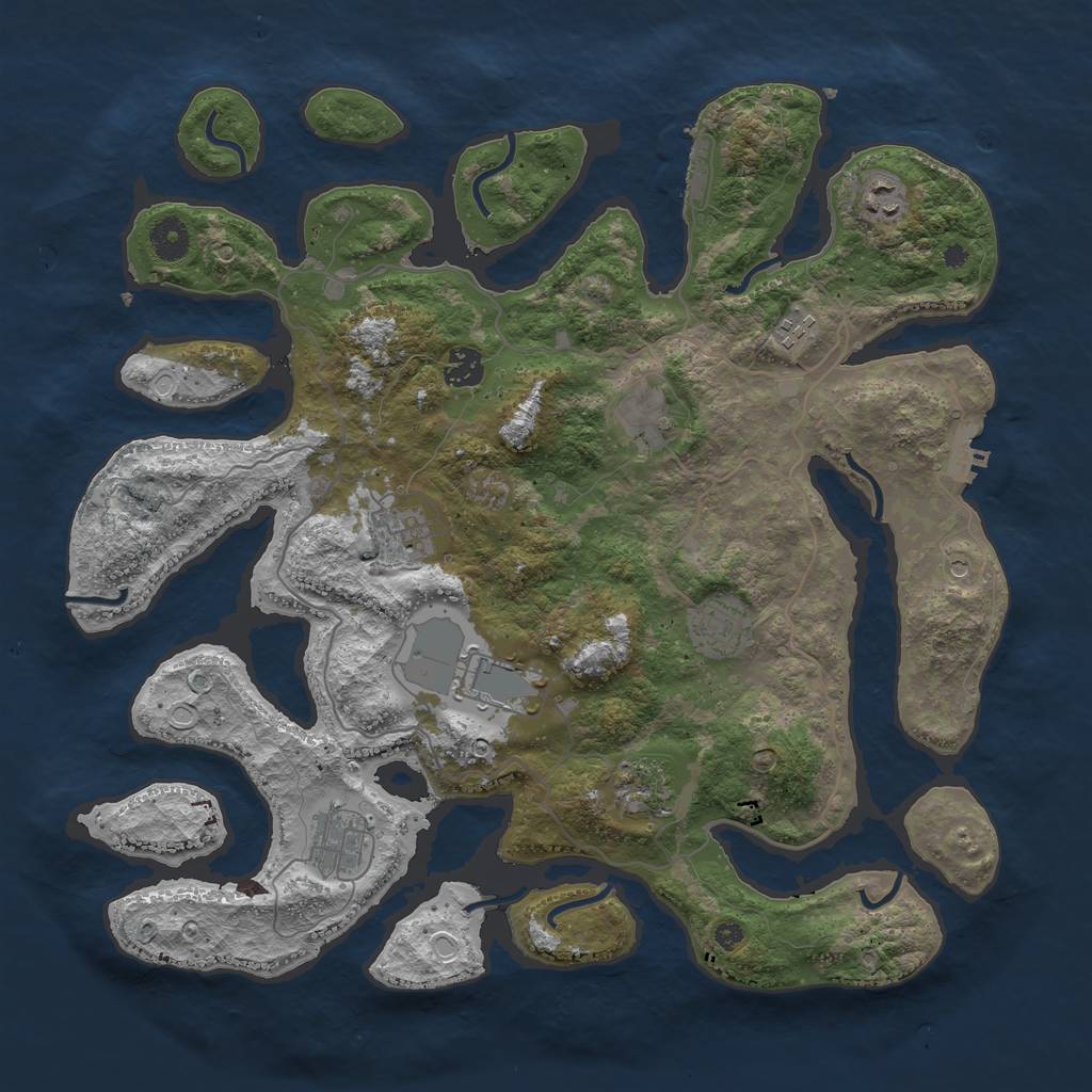 Rust Map: Procedural Map, Size: 4000, Seed: 424325, 17 Monuments