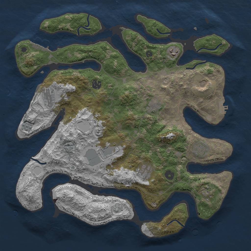 Rust Map: Procedural Map, Size: 4000, Seed: 316488, 18 Monuments