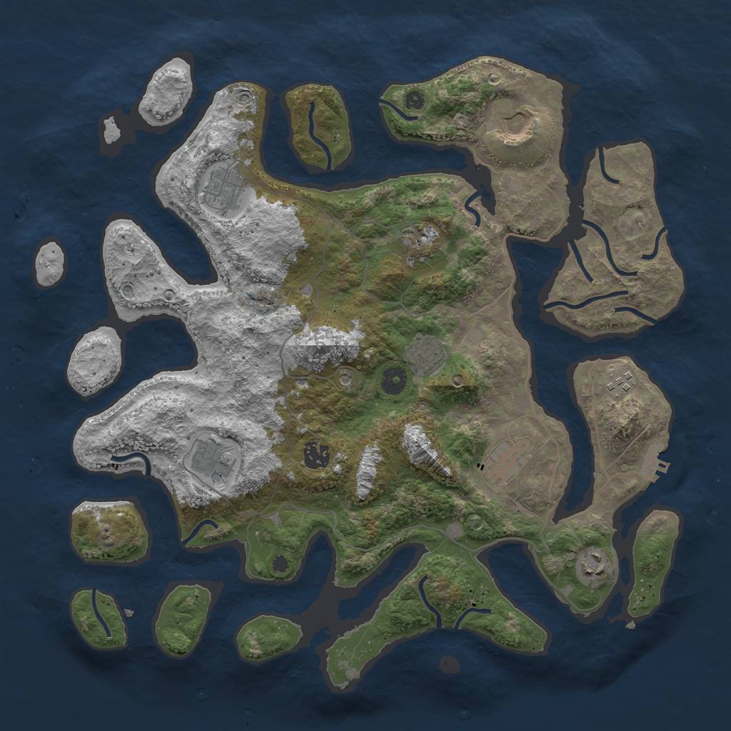 Rust Map: Procedural Map, Size: 4000, Seed: 625399, 13 Monuments