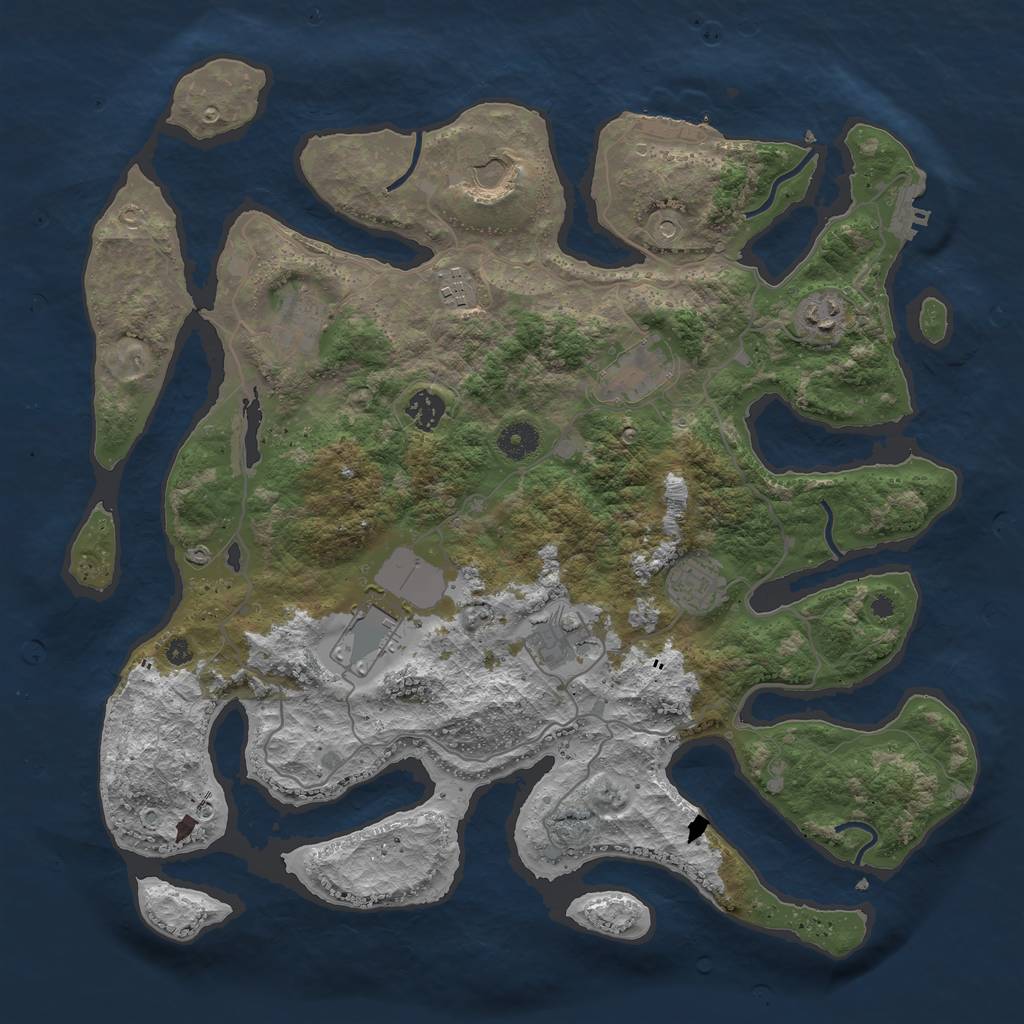 Rust Map: Procedural Map, Size: 4000, Seed: 552997, 14 Monuments