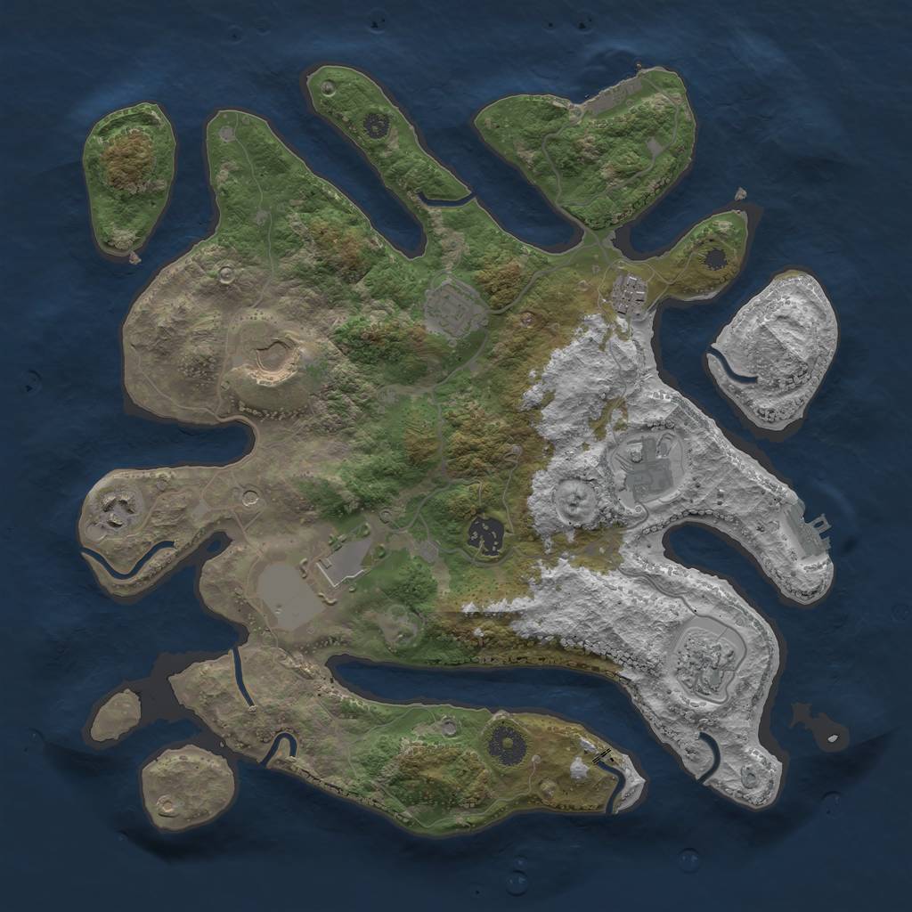 Rust Map: Procedural Map, Size: 3600, Seed: 1767269468, 13 Monuments