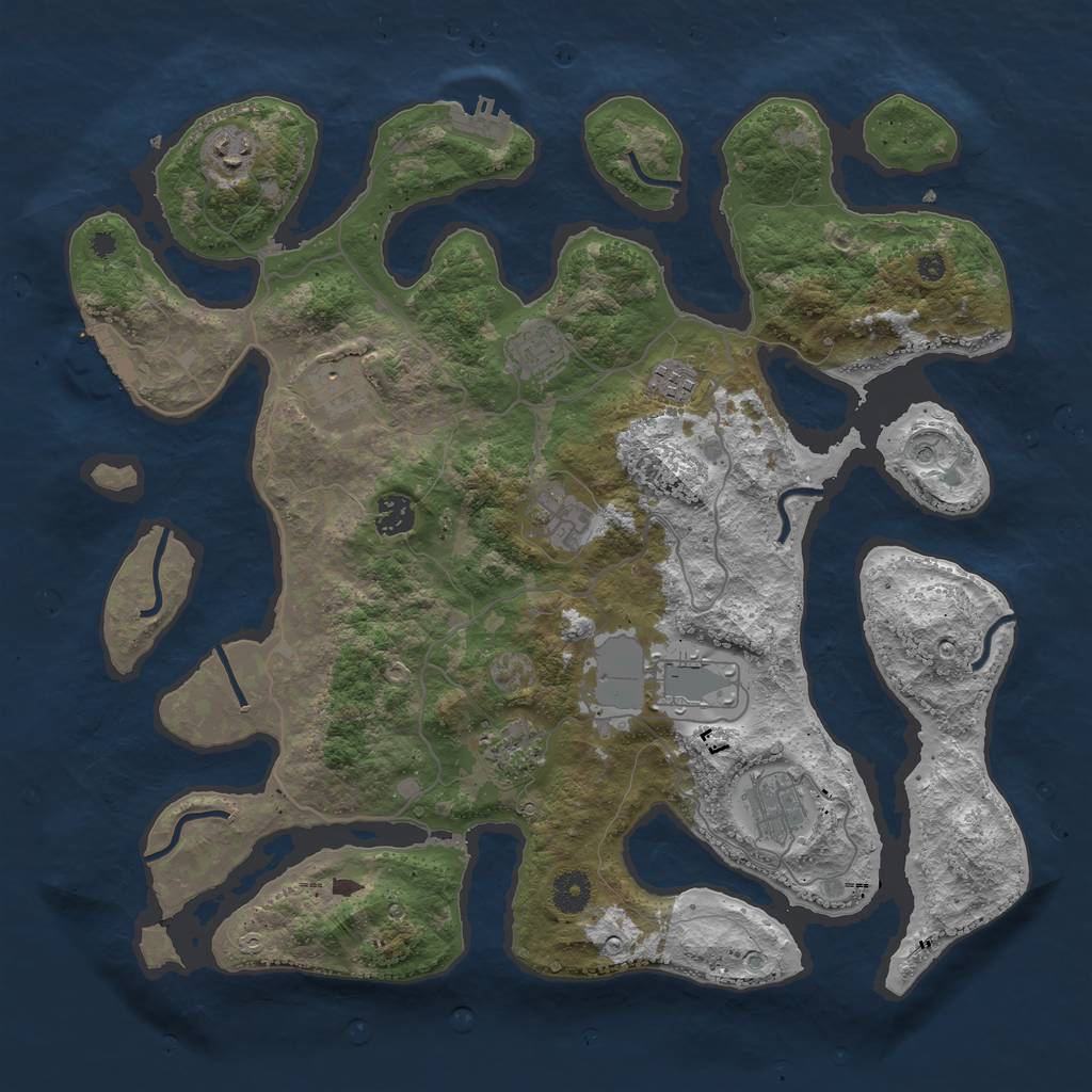 Rust Map: Procedural Map, Size: 4000, Seed: 358169, 14 Monuments