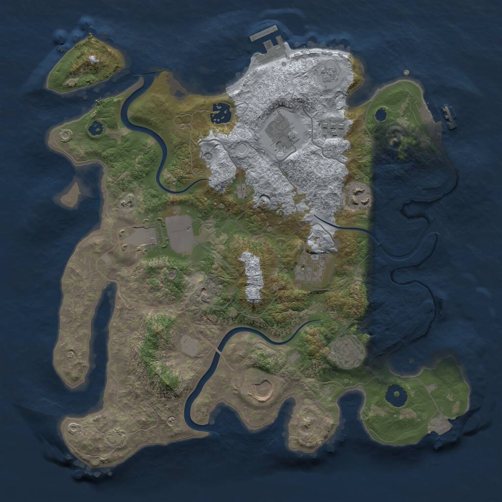 Rust Map: Procedural Map, Size: 3500, Seed: 795371, 14 Monuments