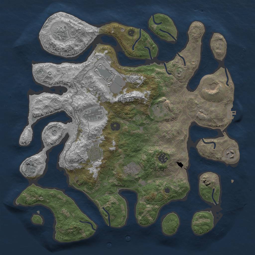 Rust Map: Procedural Map, Size: 4000, Seed: 972318, 14 Monuments
