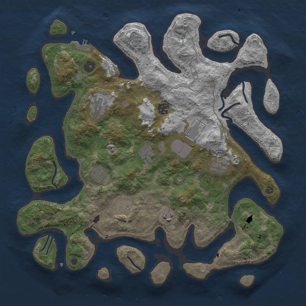 Rust Map: Procedural Map, Size: 4000, Seed: 459726, 13 Monuments
