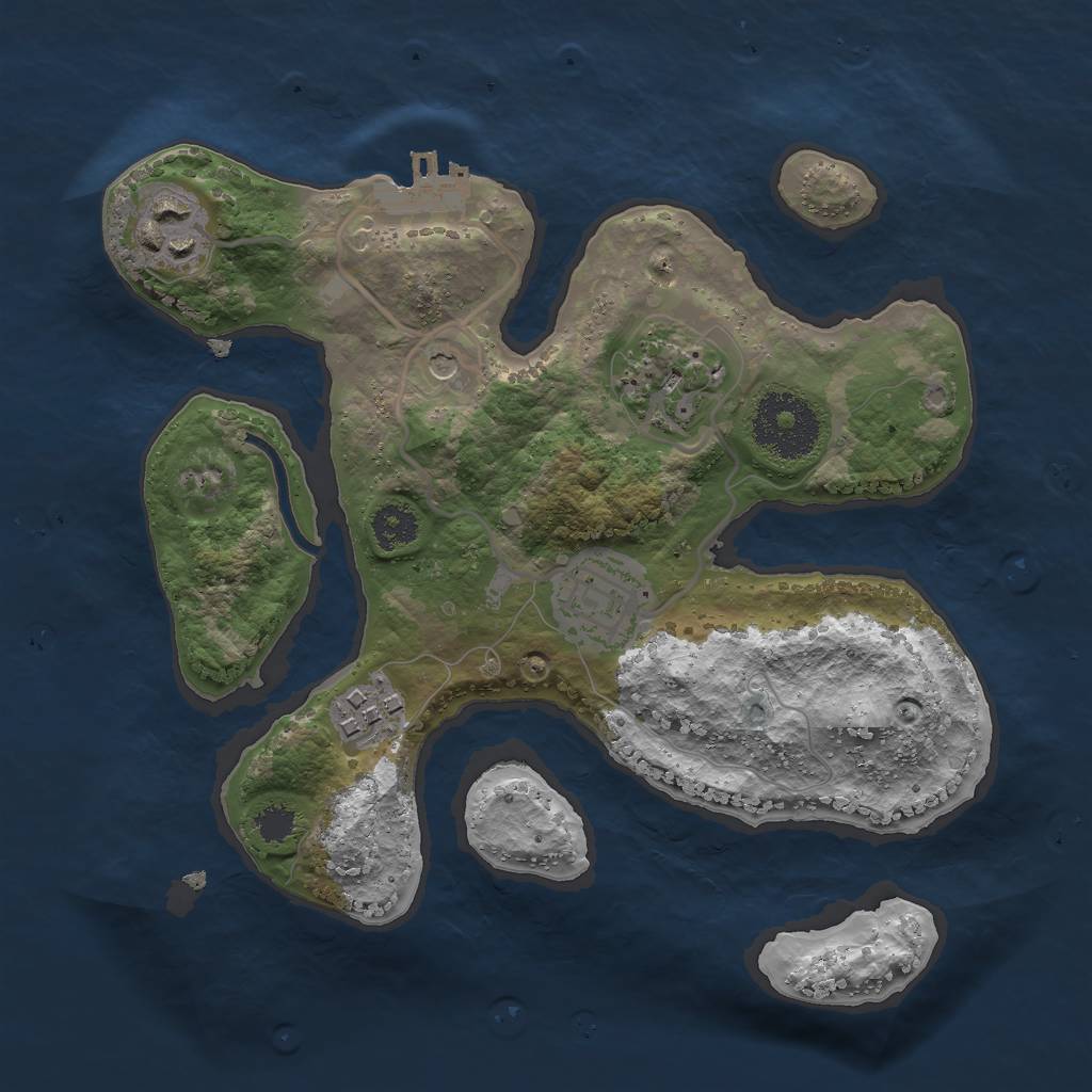 Rust Map: Procedural Map, Size: 2500, Seed: 9910, 8 Monuments