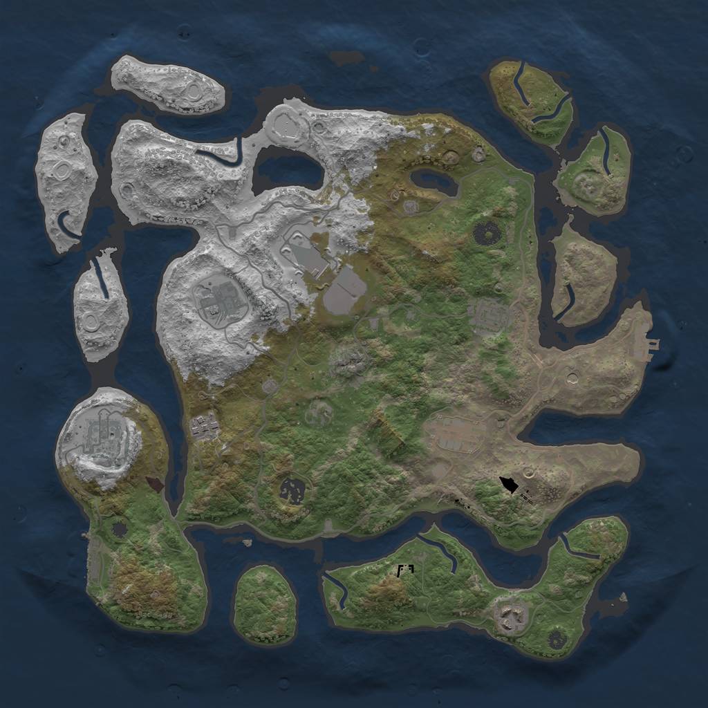 Rust Map: Procedural Map, Size: 4000, Seed: 849201, 16 Monuments