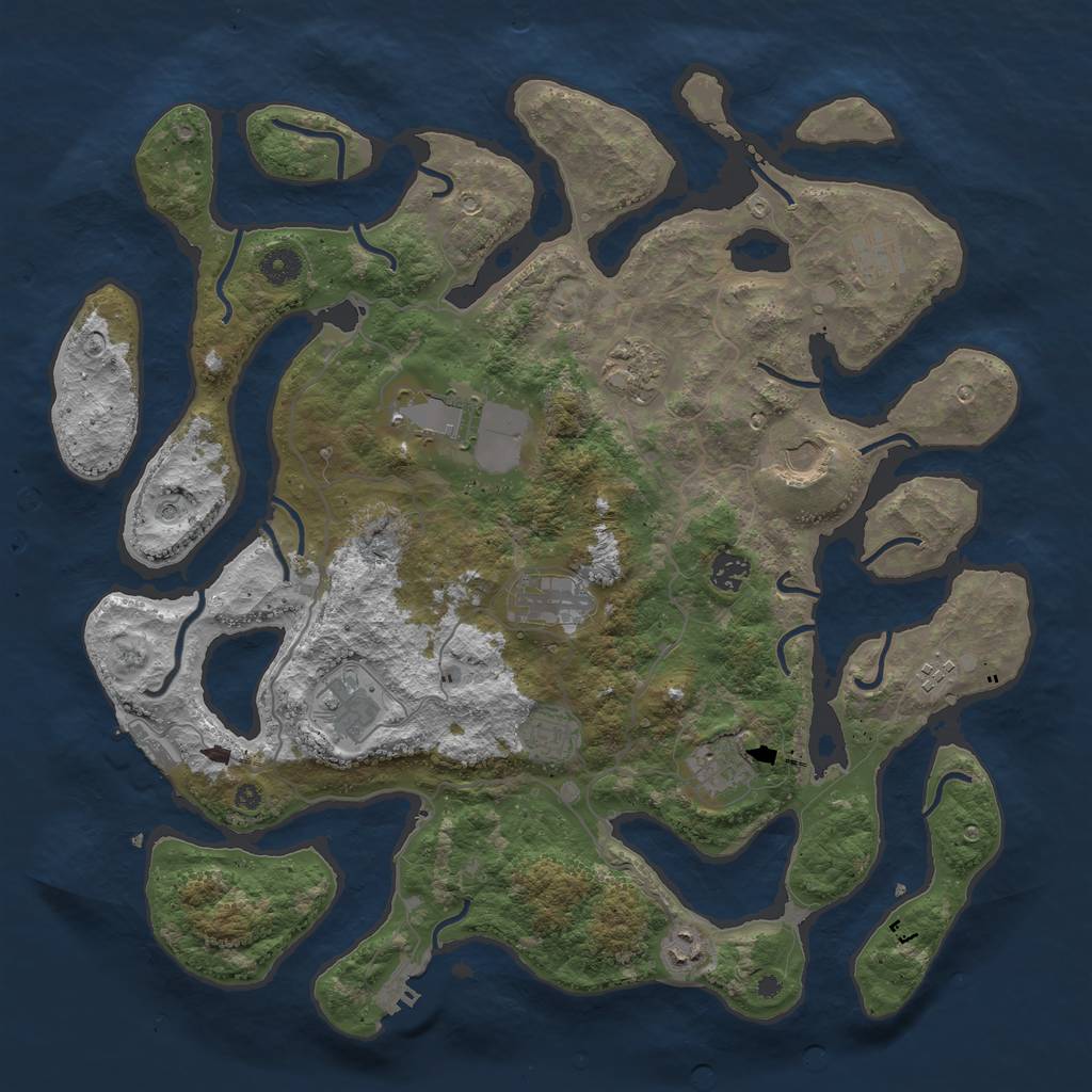 Rust Map: Procedural Map, Size: 4200, Seed: 1264201074, 16 Monuments