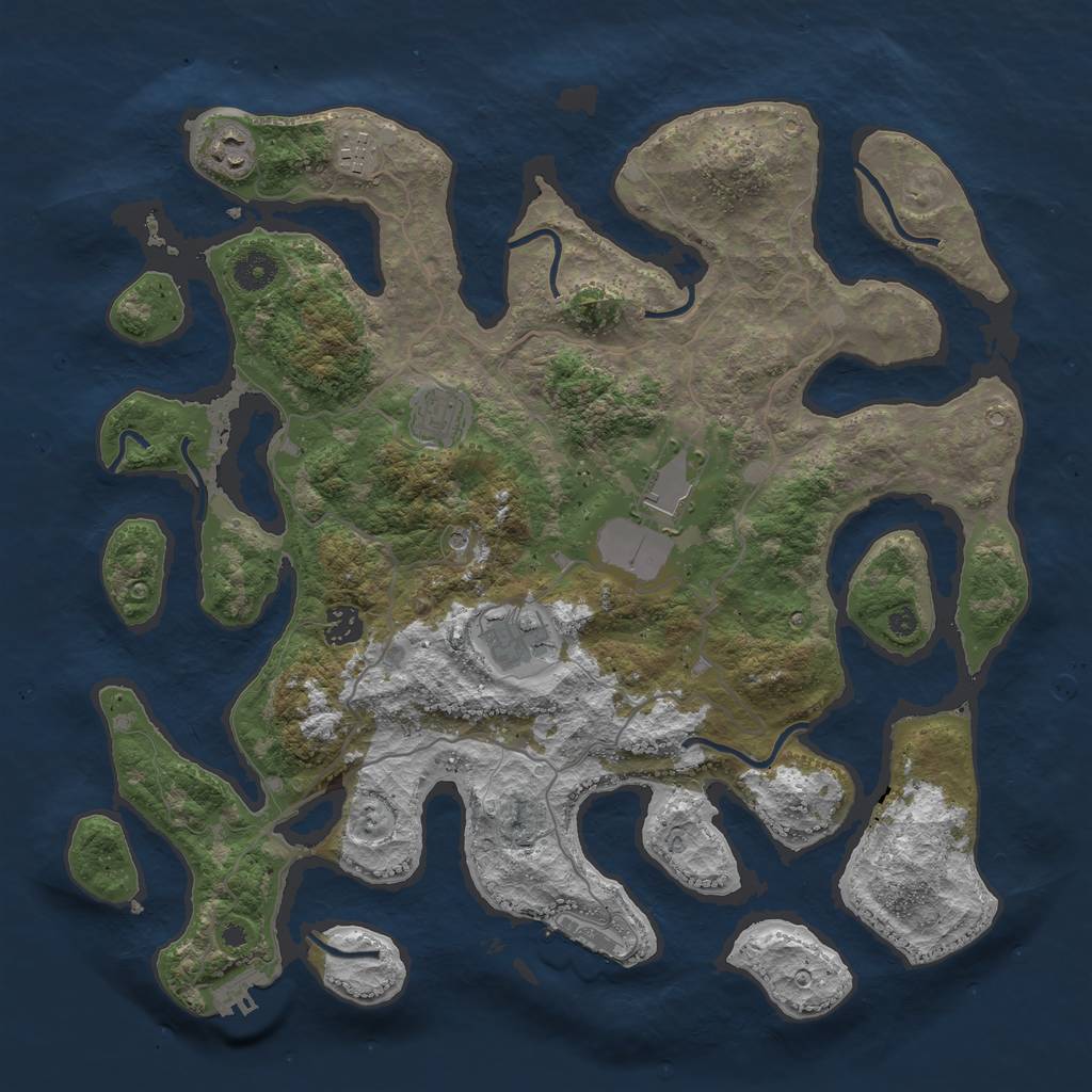 Rust Map: Procedural Map, Size: 4000, Seed: 801238, 11 Monuments